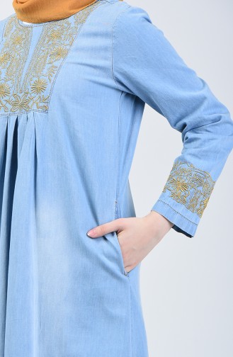 Eisblau Hijab Kleider 3658-01