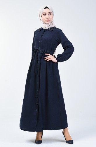 Dark Navy Blue Hijab Dress 5082-01