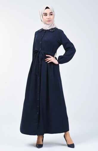 Dark Navy Blue İslamitische Jurk 5082-01