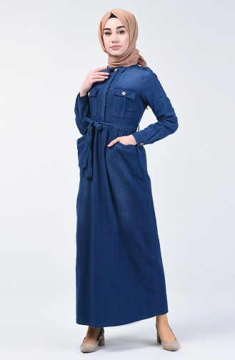 Hemd Kragen Jeans Kleid 5087-01 Dunkelblau 5087-01