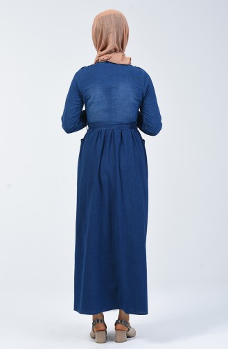 Navy Blue Hijab Dress 5087-01