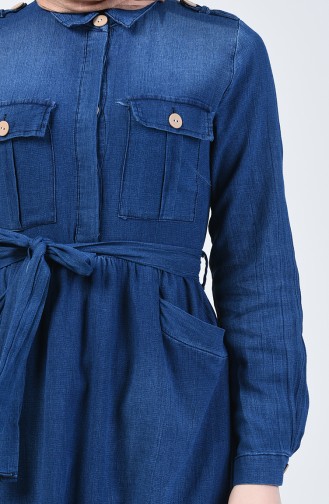 Navy Blue Hijab Dress 5087-01