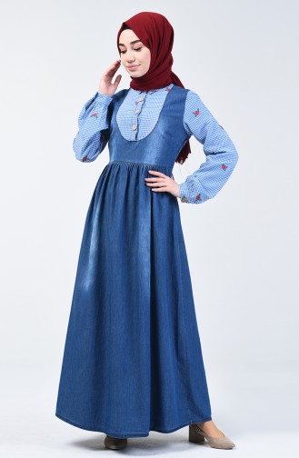 Jeansblau Hijab Kleider 5090-02