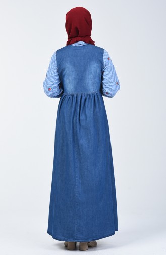 Jeansblau Hijab Kleider 5090-02