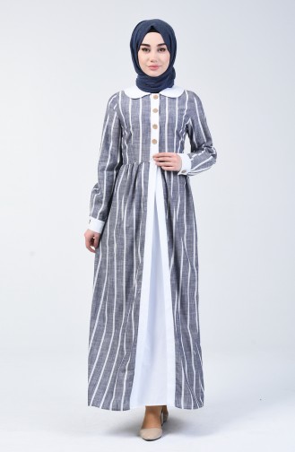 Navy Blue Hijab Dress 6020-03
