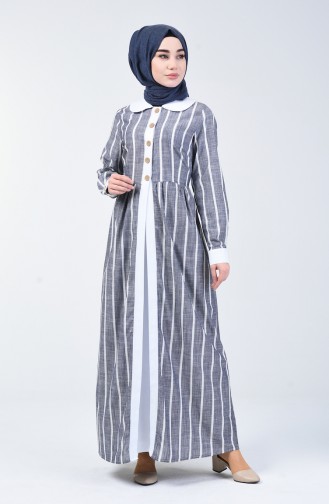 Dunkelblau Hijab Kleider 6020-03