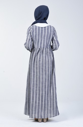 Navy Blue Hijab Dress 6020-03