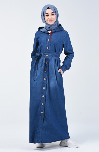 Navy Blue Hijab Dress 6022-01