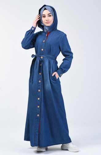 Navy Blue Hijab Dress 6022-01