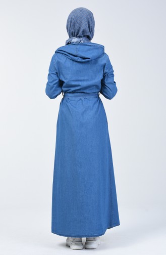 Jeansblau Hijab Kleider 6022-02