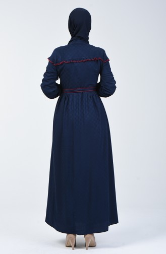 Belmondo Kumaş Kuşaklı Elbise 6024-03 Lacivert