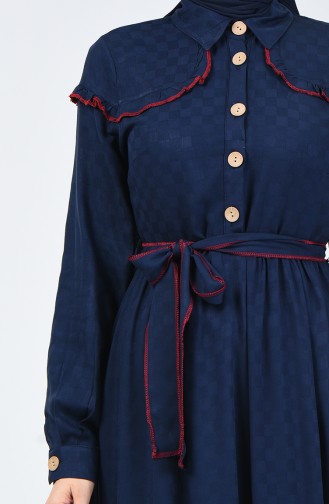 Navy Blue Hijab Dress 6024-03