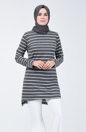 Çizgili Tunik 2304-07 Antrasit