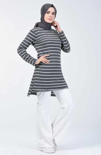 Çizgili Tunik 2304-07 Antrasit
