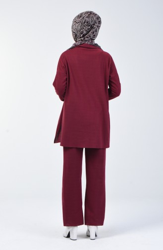 Selanik Kumaş Tunik Pantolon İkili Takım 3038-03 Bordo