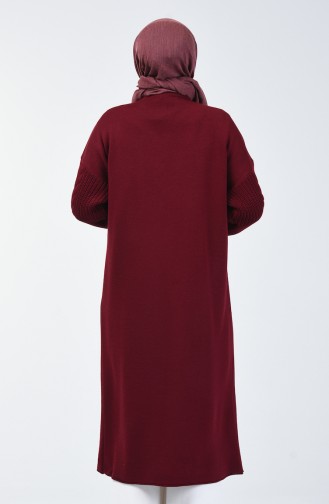 Tricot Long Sweater with Pockets 4204-02 Claret Red 4204-02