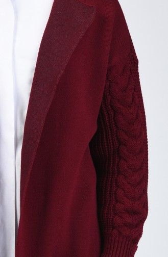 Tricot Long Sweater with Pockets 4204-02 Claret Red 4204-02