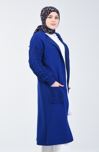 Tricot Long Sweater with Pockets 4204-03 Saxe Blue 4204-03