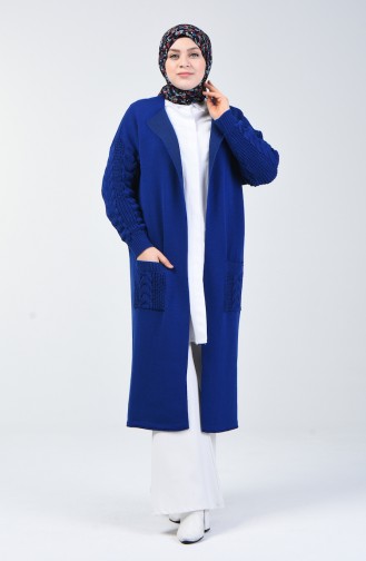 Tricot Long Sweater with Pockets 4204-03 Saxe Blue 4204-03