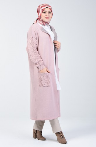 Tricot Long Sweater with Pockets 4204-04 Powder 4204-04