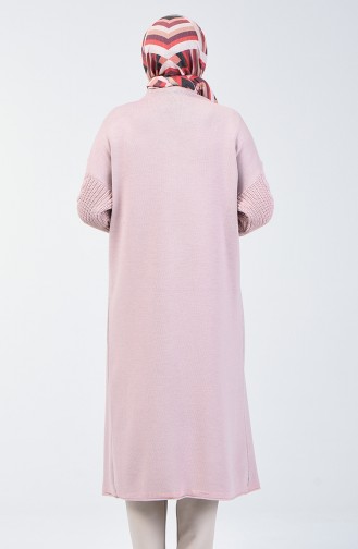 Triko Cepli Uzun Hırka 4204-04 Pudra