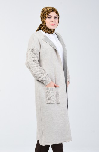 Tricot Long Sweater with Pockets 4204-05 Beige 4204-05