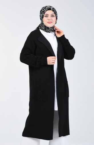 Tricot Long Sweater with Pockets 4204-06 Black 4204-06
