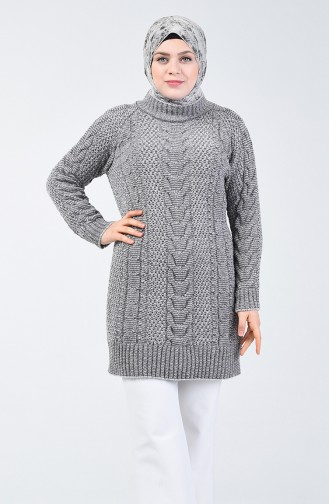 Tricot Knit Patterned Sweater 4200-01 Grey 4200-01