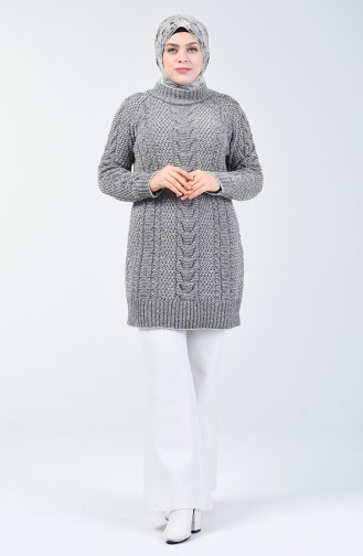 Tricot Knit Patterned Sweater 4200-01 Grey 4200-01