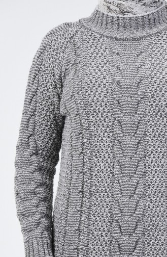 Pull Tricot à Motifs 4200-01 Gris 4200-01