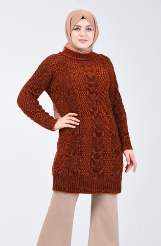 Tricot Knit Patterned Sweater 4200-02 Brick Red Black 4200-02