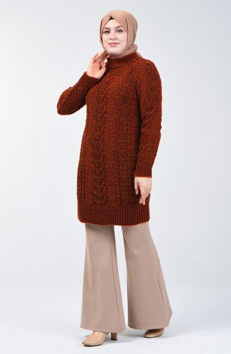 Tricot Knit Patterned Sweater 4200-02 Brick Red Black 4200-02