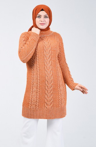 Tricot Knit Patterned Sweater 4200-03 Tobacco 4200-03