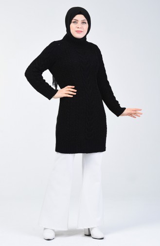 Tricot Knit Patterned Sweater 4200-04 Black 4200-04