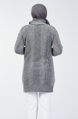 Tricot Knit Patterned Sweater 4200-05 Grey Black 4200-05