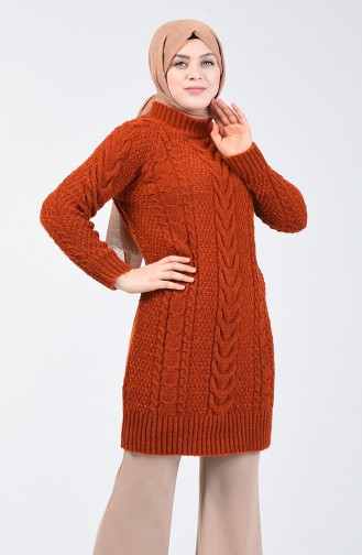 Tricot Knit Patterned Sweater 4200-07 Brick Red 4200-07