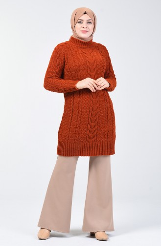 Tricot Knit Patterned Sweater 4200-07 Brick Red 4200-07