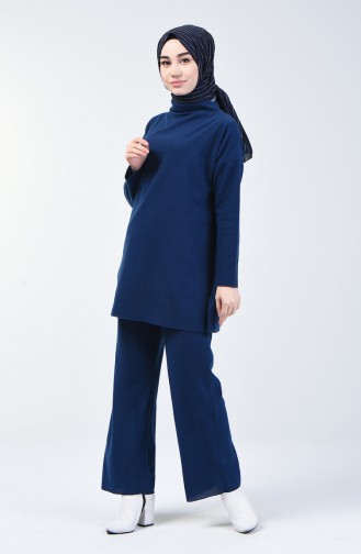 Selanik Kumaş Tunik Pantolon İkili Takım 3038-01 İndigo