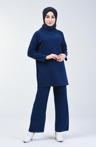 Selanik Kumaş Tunik Pantolon İkili Takım 3038-01 İndigo