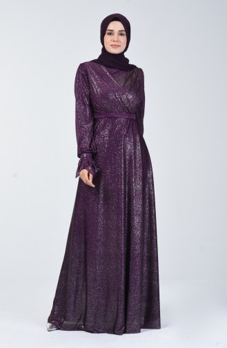 Silvery Evening Dress 1009-02 Purple 1009-02