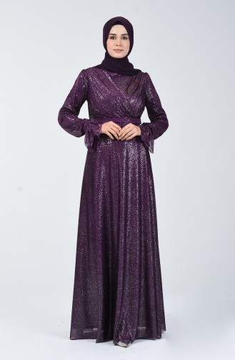 Silvery Evening Dress 1009-02 Purple 1009-02