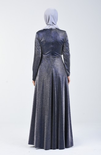 Robe de Soirée à Paillettes 1011-01 Bleu Marine 1011-01