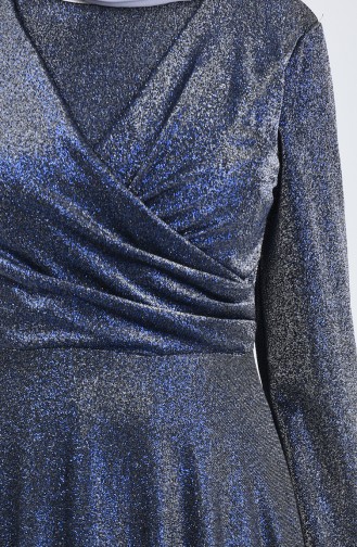 Robe de Soirée à Paillettes 1011-01 Bleu Marine 1011-01