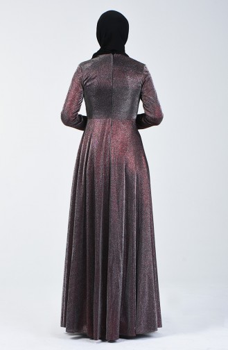 Silvery Evening Dress 1011-03 Burgundy 1011-03
