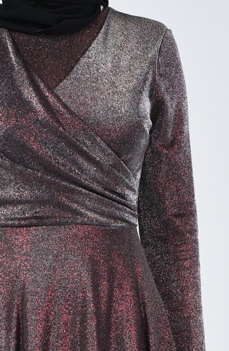 Silvery Evening Dress 1011-03 Burgundy 1011-03