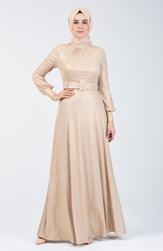 Belted Evening Dress 1013-01 Gold 1013-01