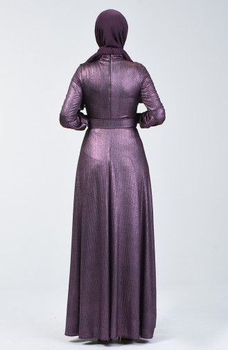 Belted Evening Dress 1013-02 Purple 1013-02