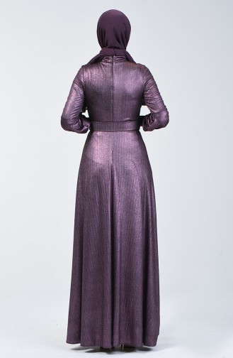 Abendkleid mit Gürtel  1013-02 Lila 1013-02