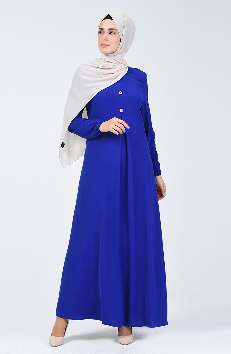 Aerobin Fabric Sleeve Elastic Dress Blue 0050-09 | Sefamerve