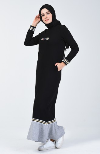 Volanlı Spor Elbise 99250-01 Siyah 99250-01